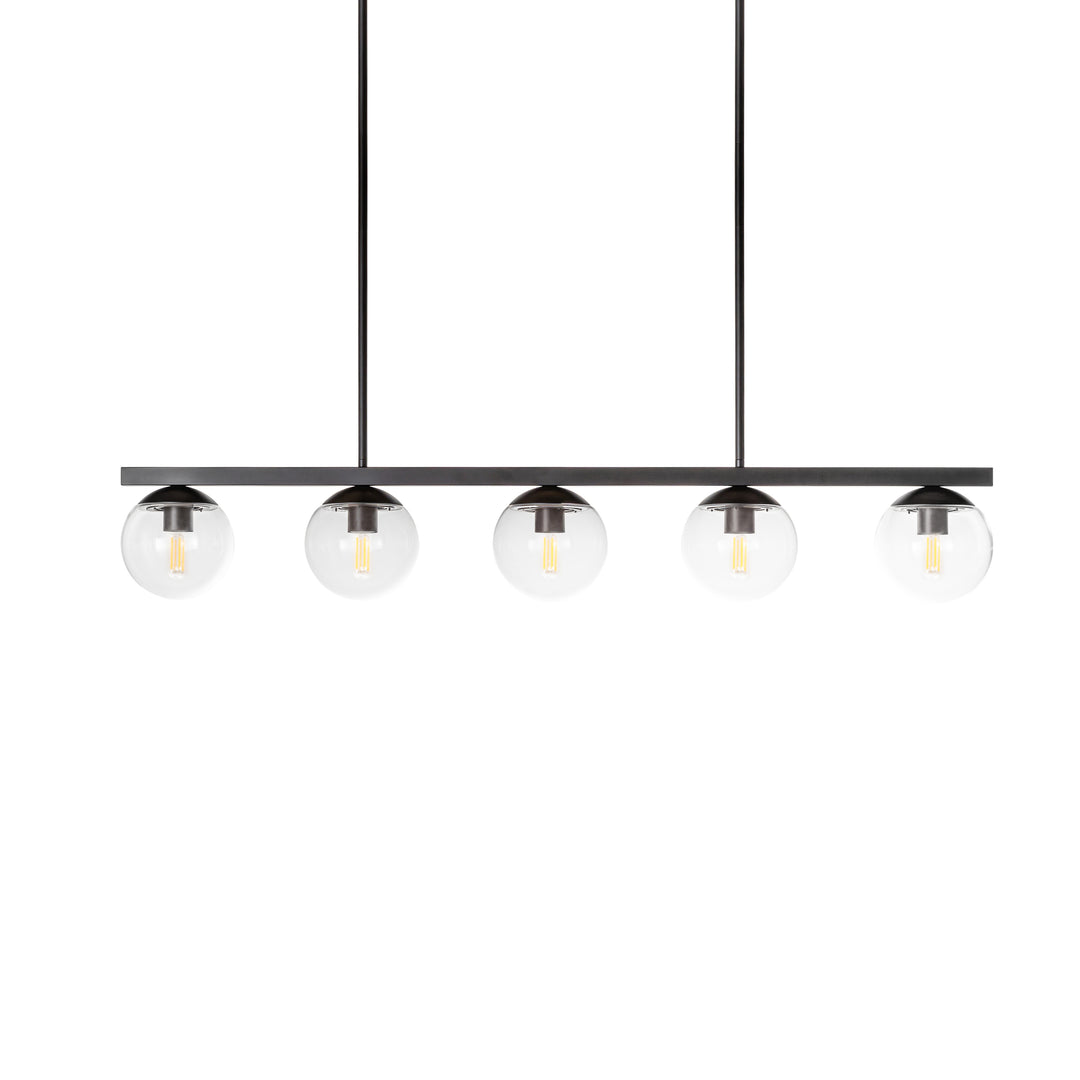 Eclipse 5-Light Linear Pendant in Black with Clear Glass by Russell