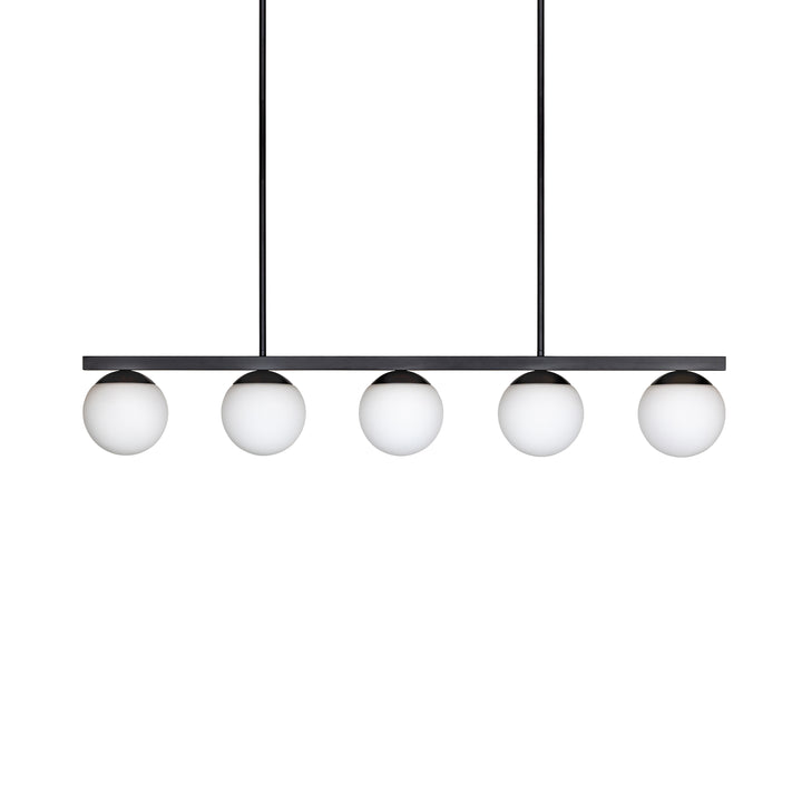 Eclipse 5-Light Linear Pendant in Black with Opal Glass by Russell