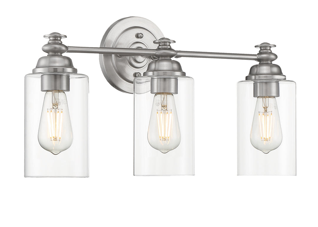 Dardyn Vanity Light in Brushed Polished Nickel / Clear Glass by Craftmade