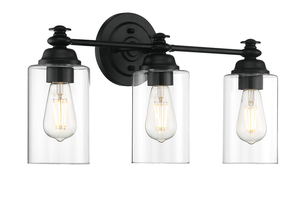 Dardyn Vanity Light in Flat Black / Clear Glass by Craftmade