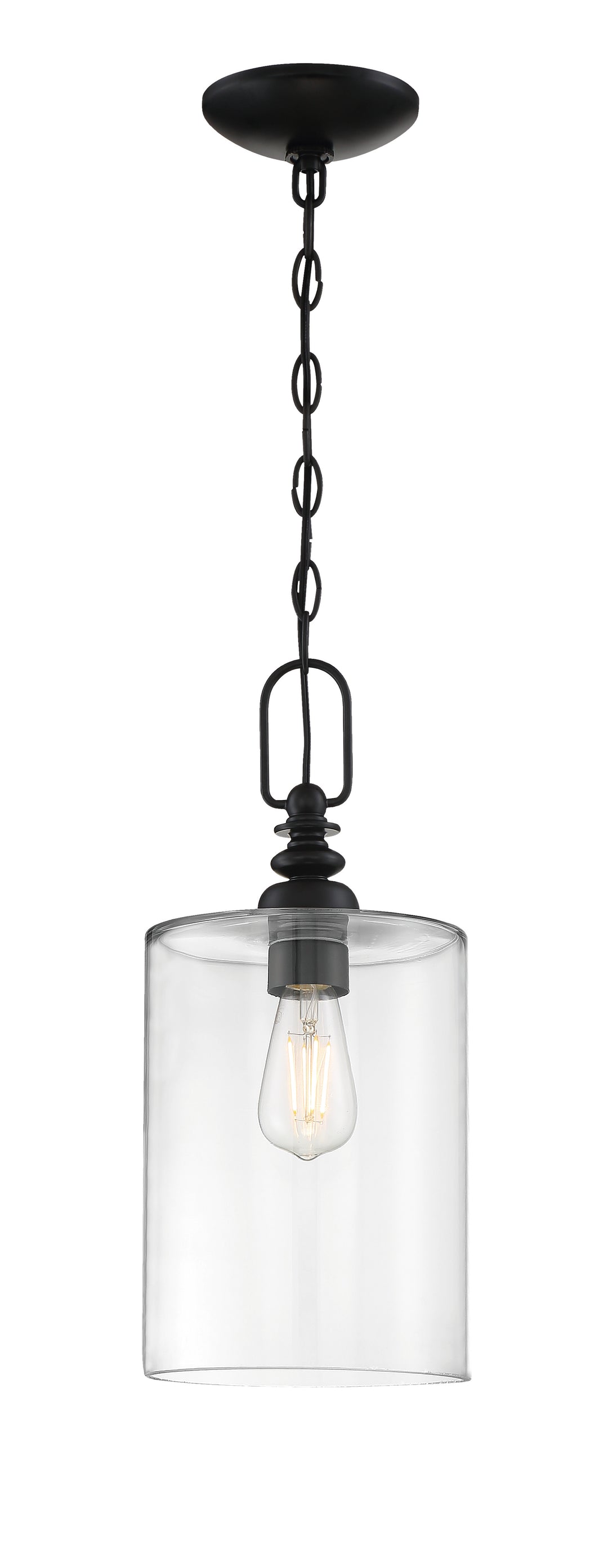 Dardyn Pendant in Flat Black / Clear Glass by Craftmade