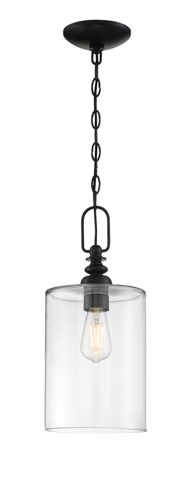 Dardyn Pendant in Flat Black / Clear Glass by Craftmade