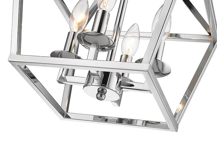 Candle Light Shiny Nickel Caged Frame Semi Flush Mount by Bethel - view 4