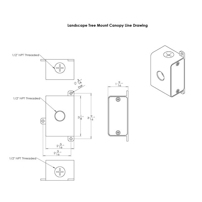Tree Mount Junction Box Landscape Accessory by WAC Lighting - view 3