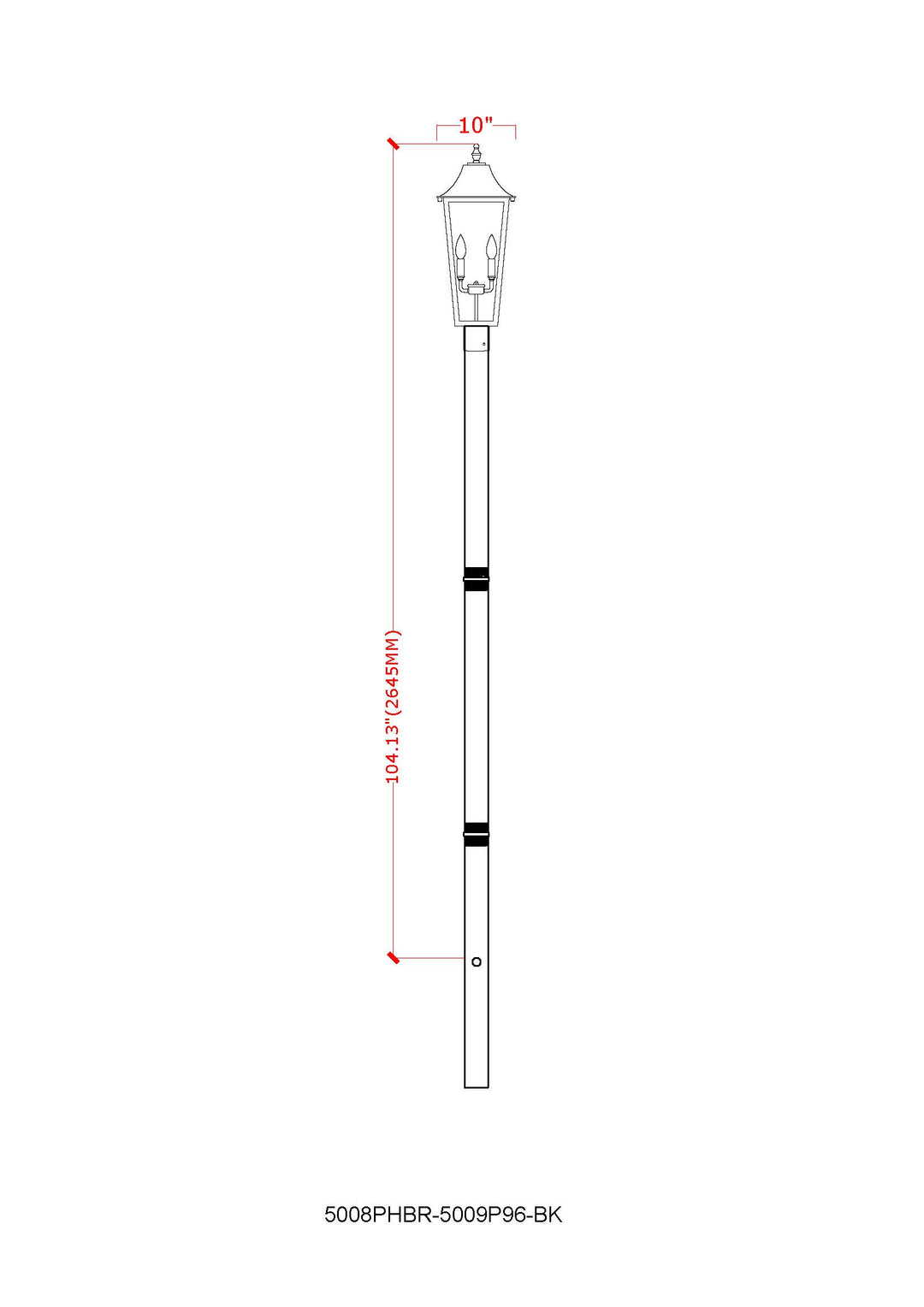 Gannon - 3 Light Outdoor Post Light (5008PHBR-5009P96)
