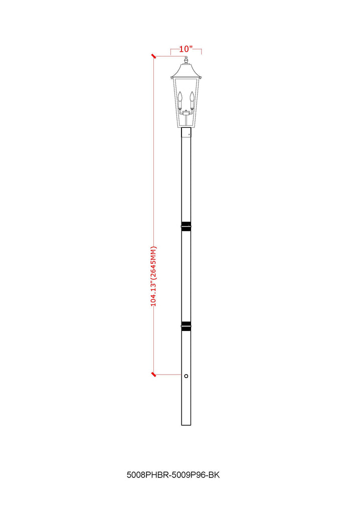 Gannon - 3 Light Outdoor Post Light (5008PHBR-5009P96)