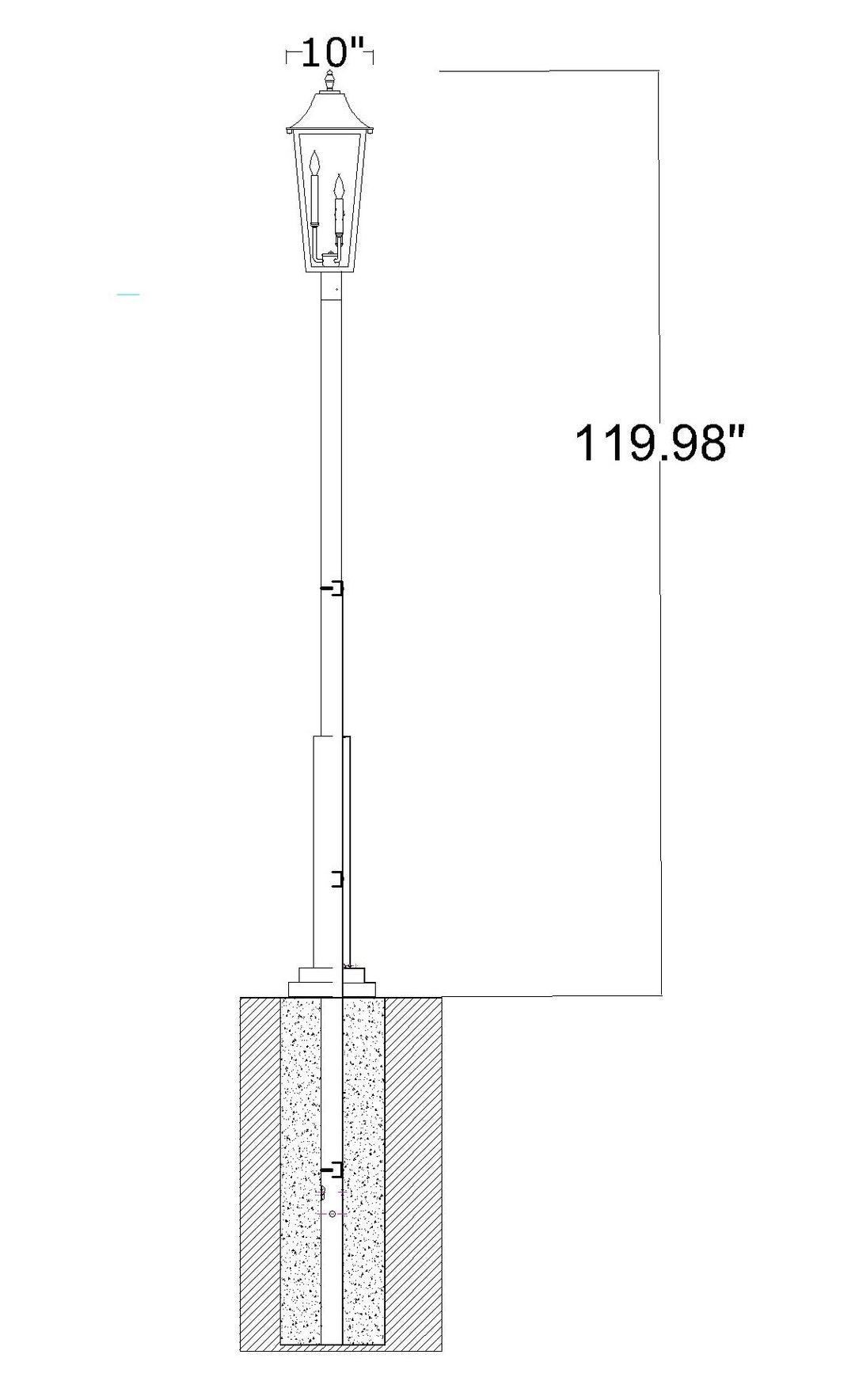 Gannon - 3 Light Outdoor Post Light (5008PHBR-5010P)