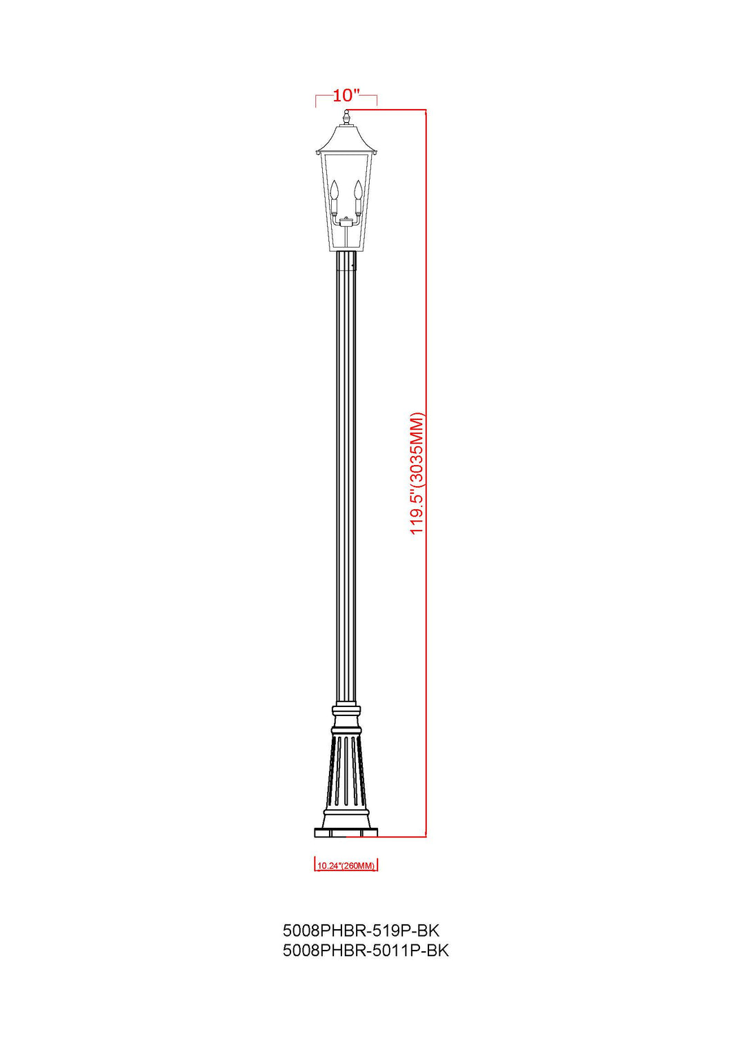 Gannon - 3 Light Outdoor Post Light (5008PHBR-519P)