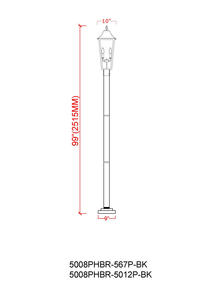 Gannon - 3 Light Outdoor Post Light (5008PHBR-567P)