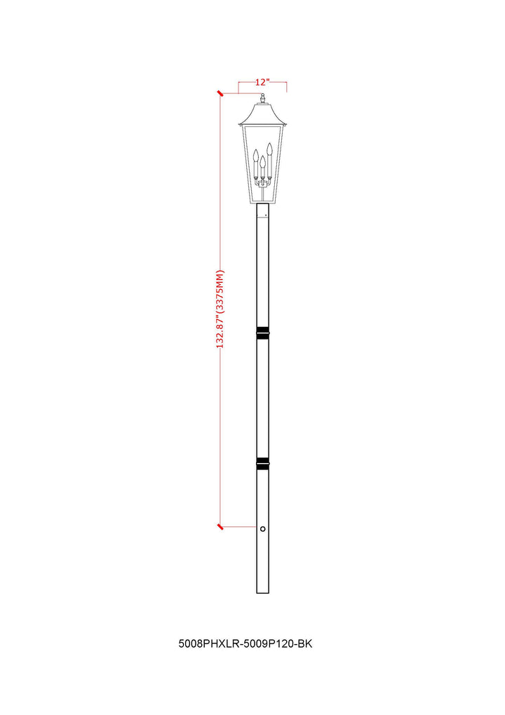 Gannon - 3 Light Outdoor Post Light (5008PHXLR-5009P120)