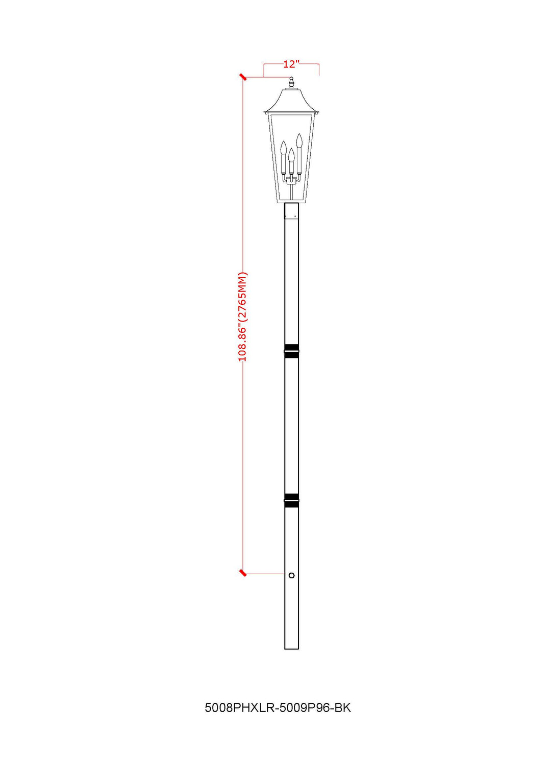 Gannon - 3 Light Outdoor Post Light (5008PHXLR-5009P96)