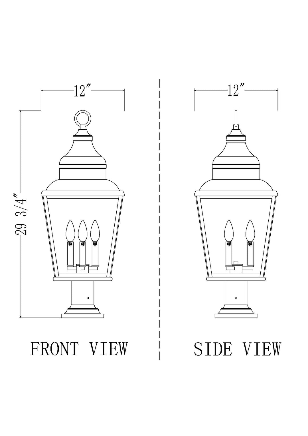 Raphael - 3 Light Outdoor Pier Mount Light