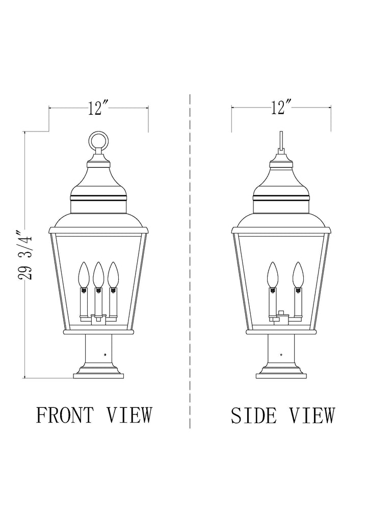 Raphael - 3 Light Outdoor Pier Mount Light
