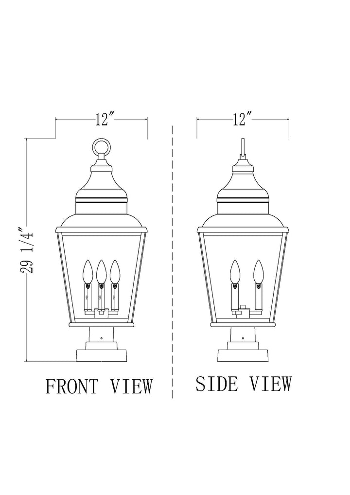 Raphael - 3 Light Outdoor Pier Mount Light (5029PHBS-SQPM)