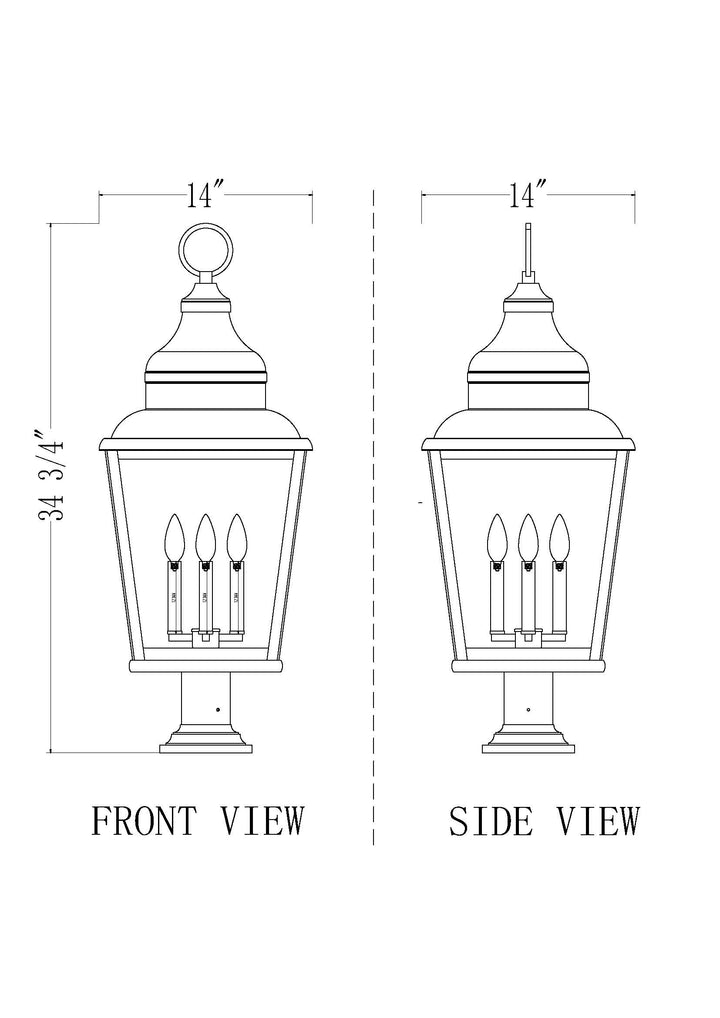 Raphael - 4 Light Outdoor Pier Mount Light