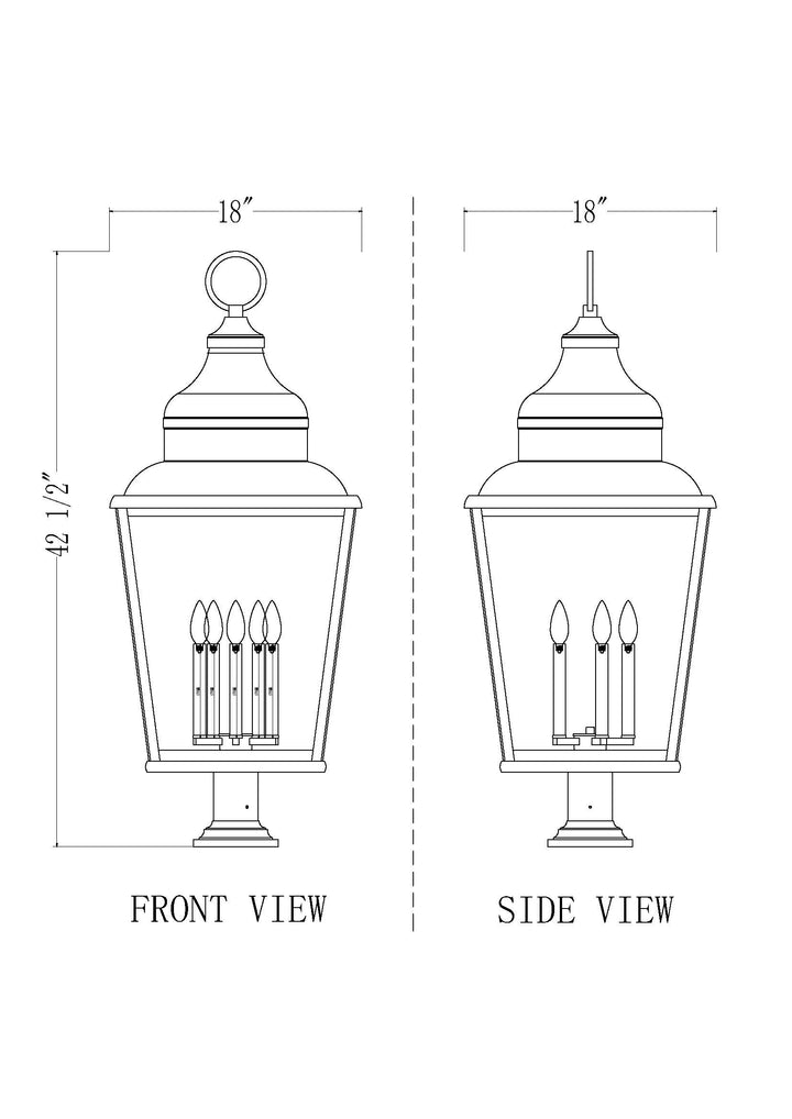 Raphael - 5 Light Outdoor Pier Mount Light