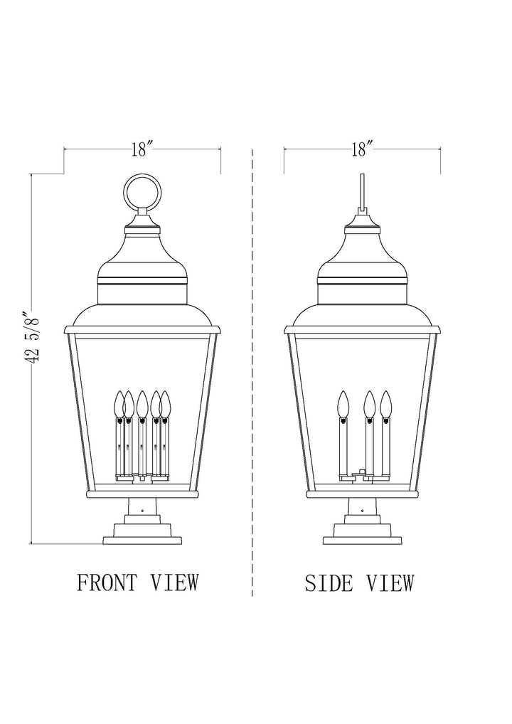 Raphael - 5 Light Outdoor Pier Mount Light (5029PHXXLS-LSQPM)
