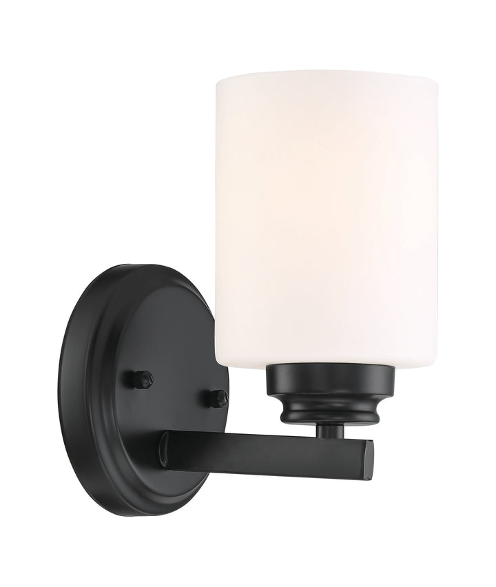 Bolden Wall Sconce in Flat Black / White Glass by Craftmade