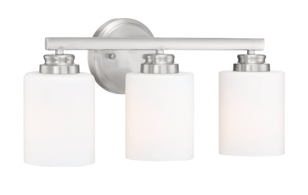 Bolden Vanity Light in Brushed Polished Nickel / White Glass by Craftmade