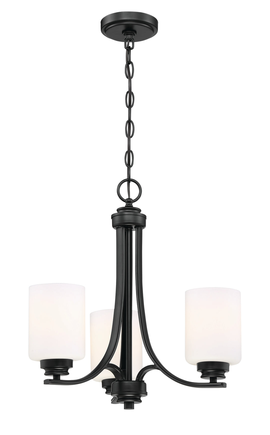 Bolden Chandelier in Flat Black / White Glass by Craftmade