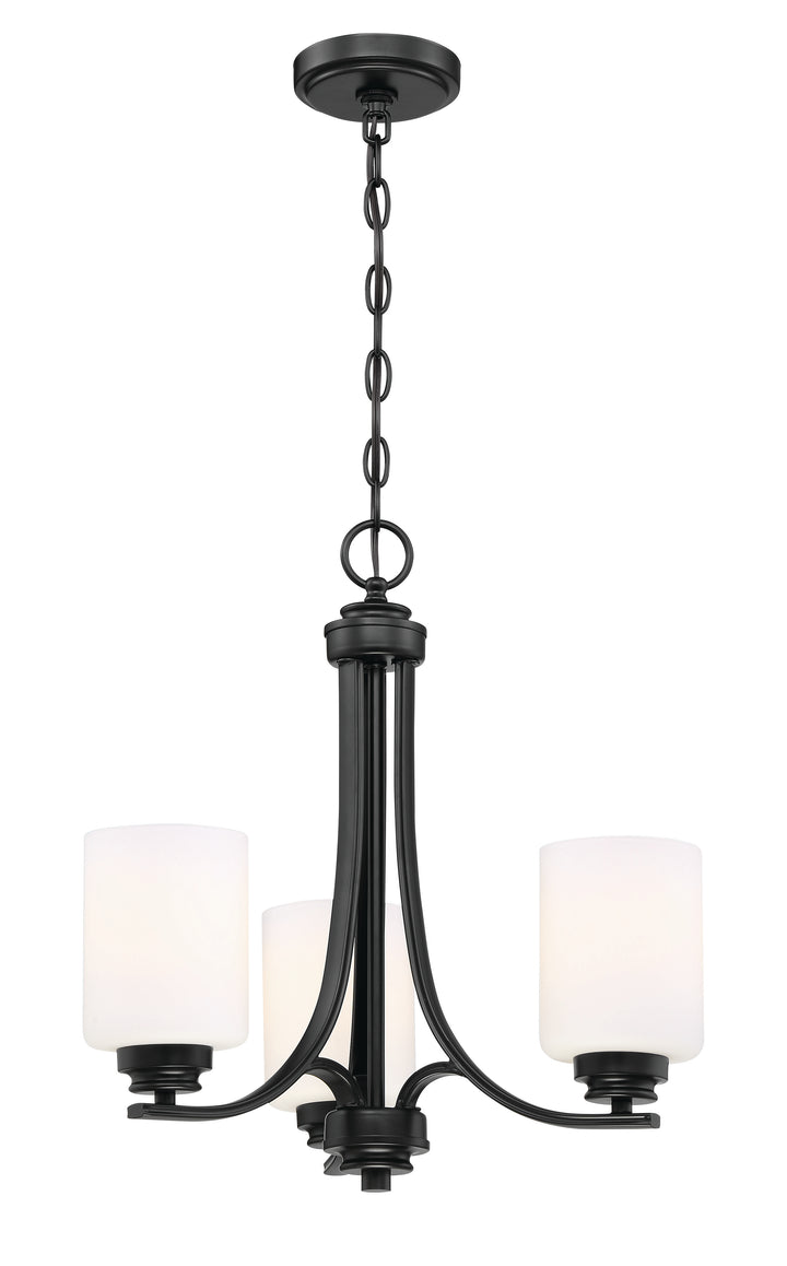 Bolden Chandelier in Flat Black / White Glass by Craftmade