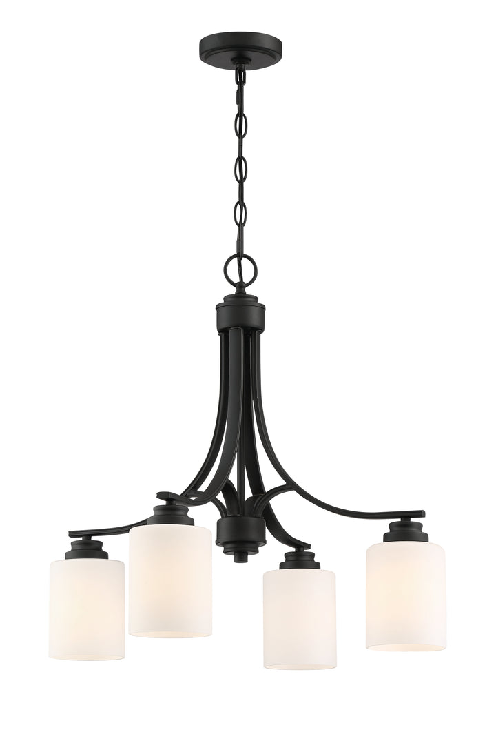 Bolden Chandelier in Flat Black / White Glass by Craftmade