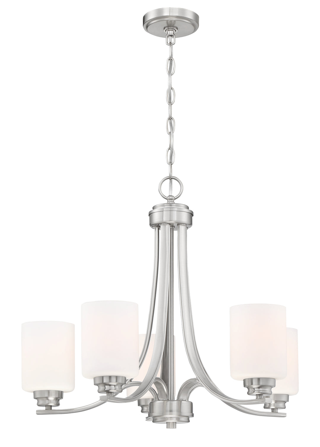 Bolden Chandelier in Brushed Polished Nickel / White Glass by Craftmade