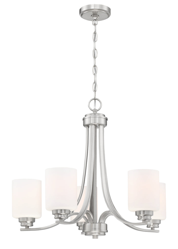 Bolden Chandelier in Brushed Polished Nickel / White Glass by Craftmade