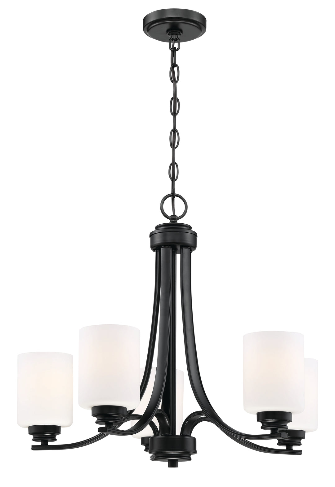 Bolden Chandelier in Flat Black / White Glass by Craftmade