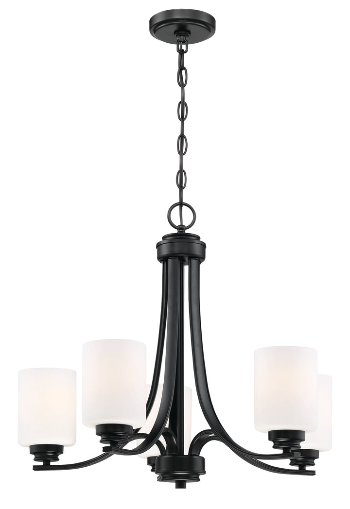 Bolden Chandelier in Flat Black / White Glass by Craftmade