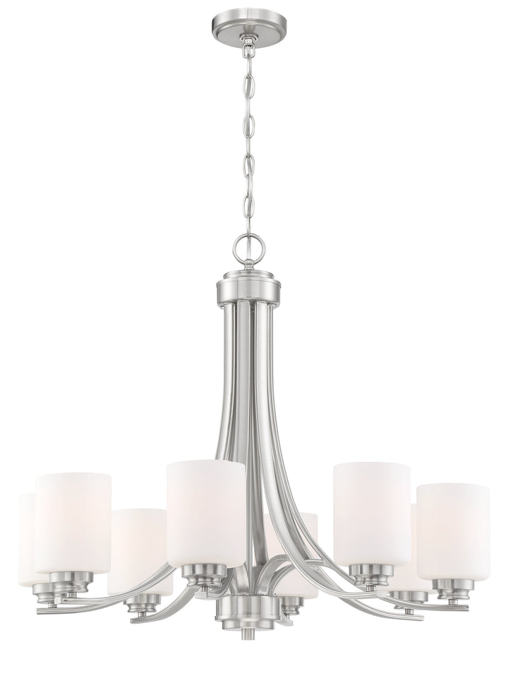 Bolden Chandelier in Brushed Polished Nickel / White Glass by Craftmade