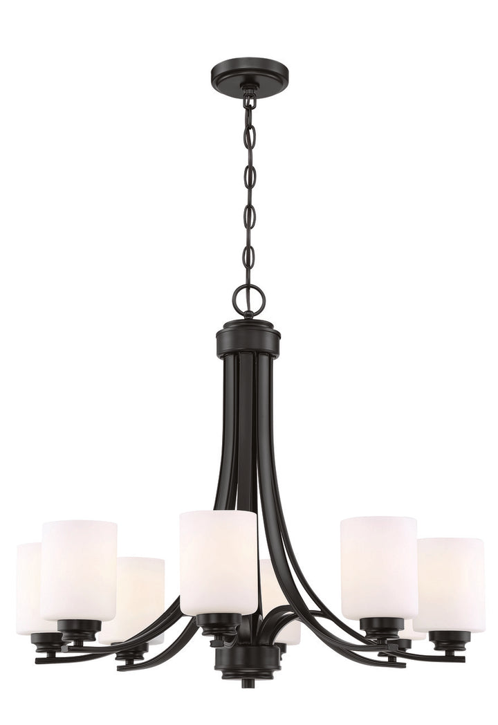 Bolden Chandelier in Flat Black / White Glass by Craftmade