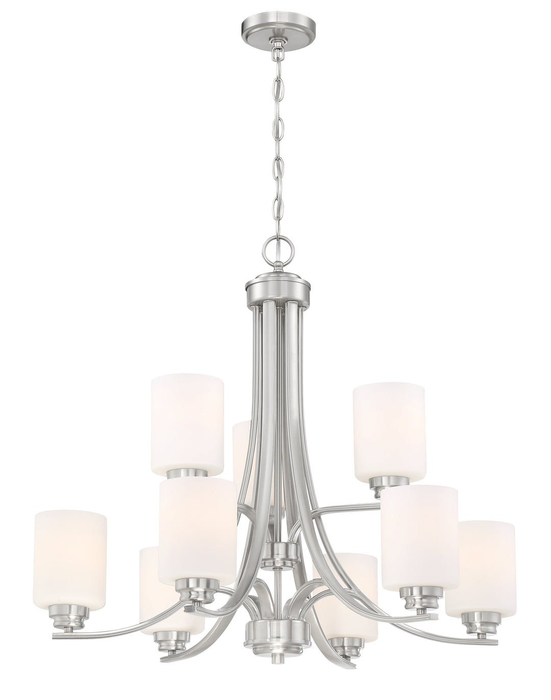 Bolden Chandelier in Brushed Polished Nickel / White Glass by Craftmade