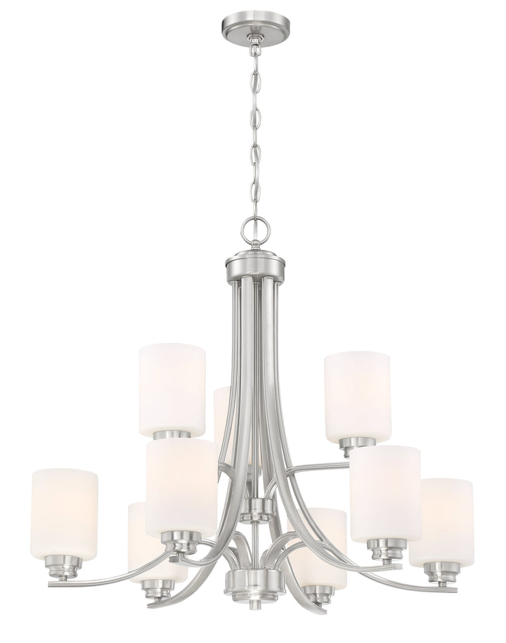 Bolden Chandelier in Brushed Polished Nickel / White Glass by Craftmade