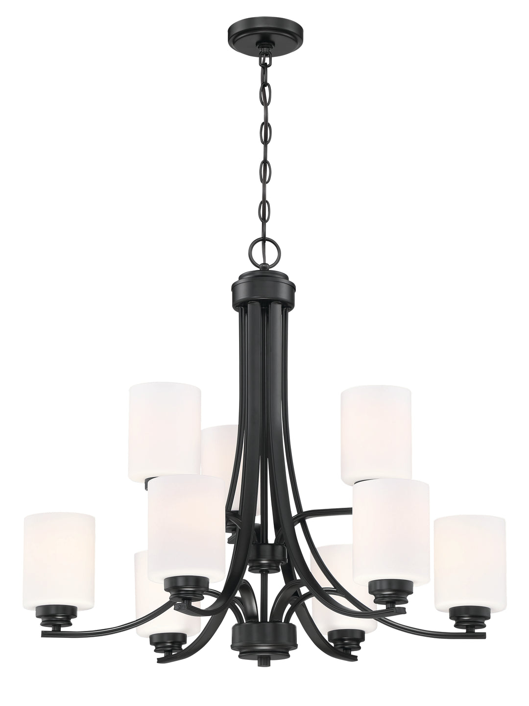 Bolden Chandelier in Flat Black / White Glass by Craftmade