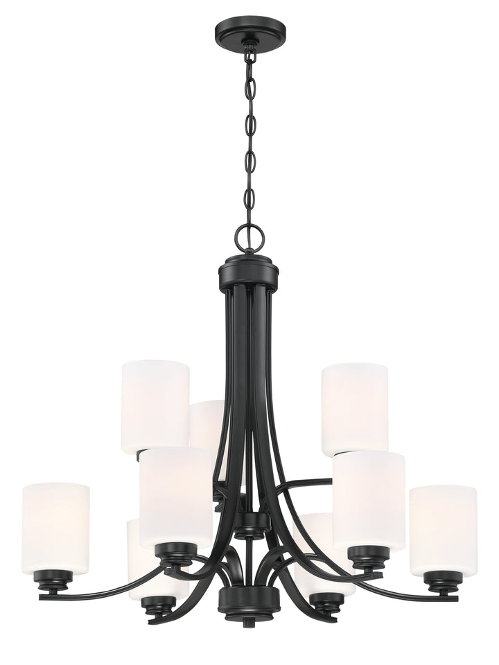 Bolden Chandelier in Flat Black / White Glass by Craftmade