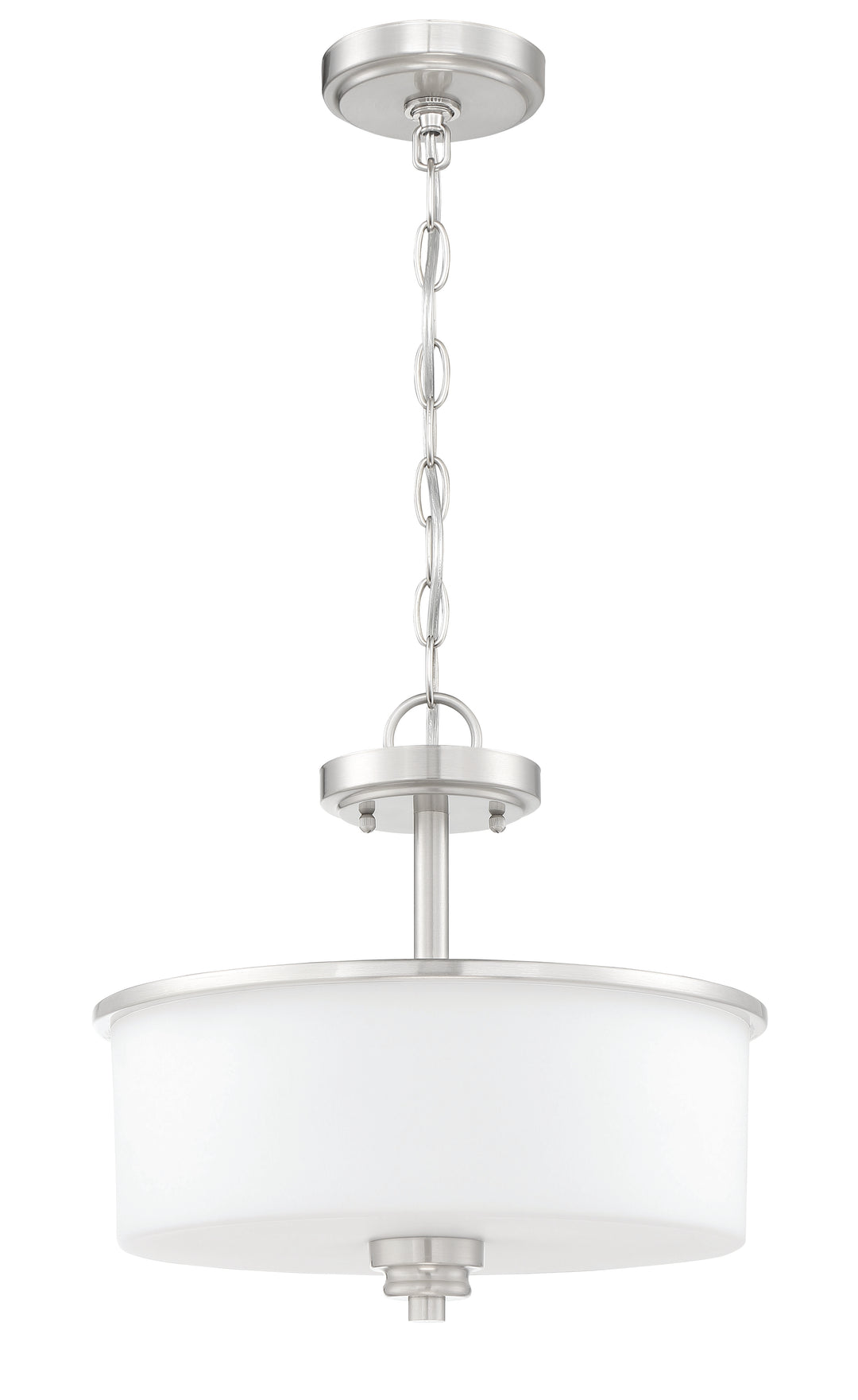 Bolden 2-Light Convertible Semi-Flush Mount in Brushed Polished Nickel / White Glass by Craftmade