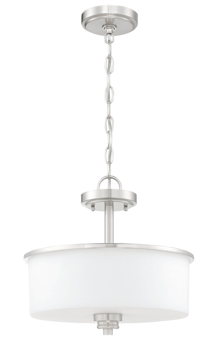 Bolden 2-Light Convertible Semi-Flush Mount in Brushed Polished Nickel / White Glass by Craftmade