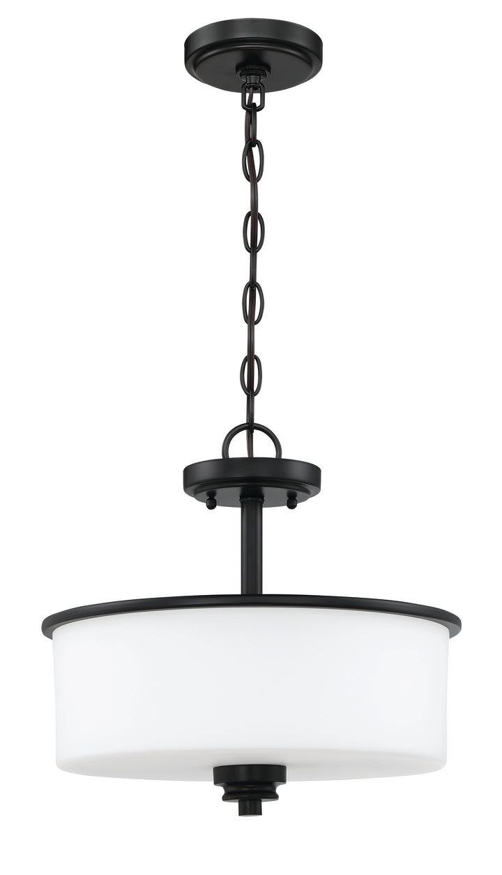 Bolden 2-Light Convertible Semi-Flush Mount in Flat Black / White Glass by Craftmade