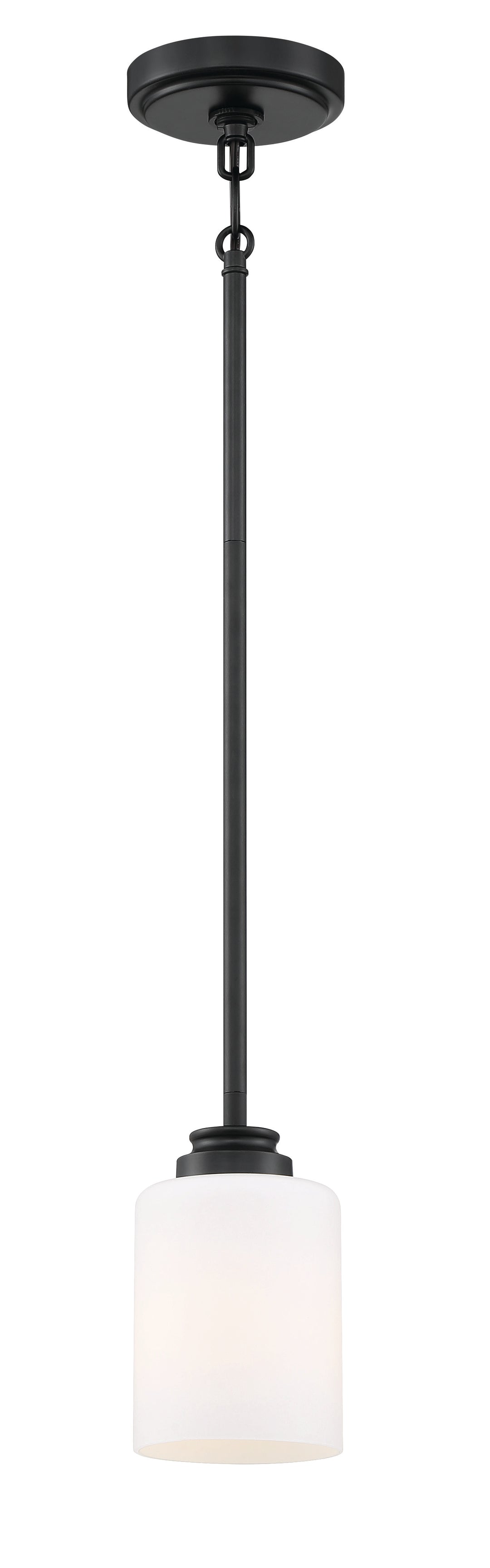Bolden Pendant in Flat Black / White Glass by Craftmade