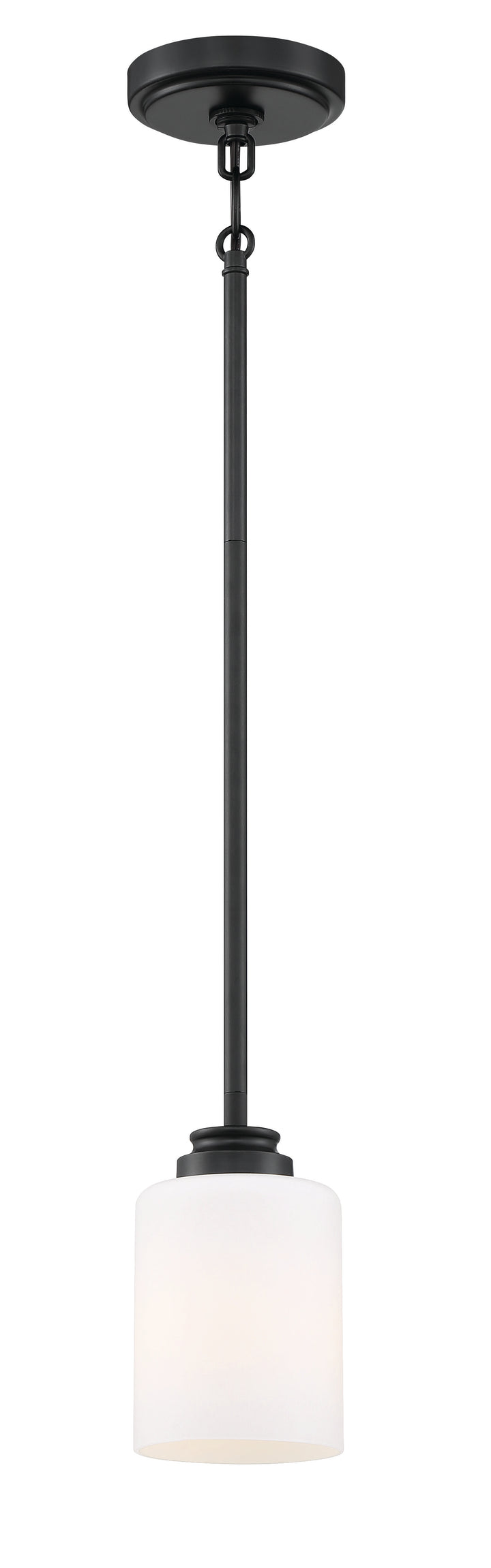 Bolden Pendant in Flat Black / White Glass by Craftmade