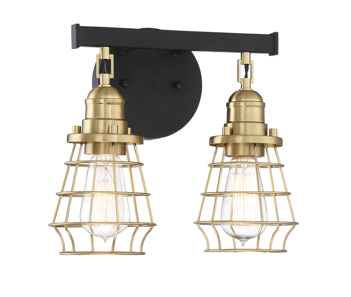Thatcher Vanity Light in Flat Black/Satin Brass by Craftmade