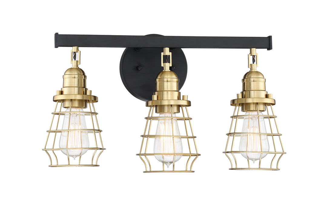 Thatcher Vanity Light in Flat Black/Satin Brass by Craftmade