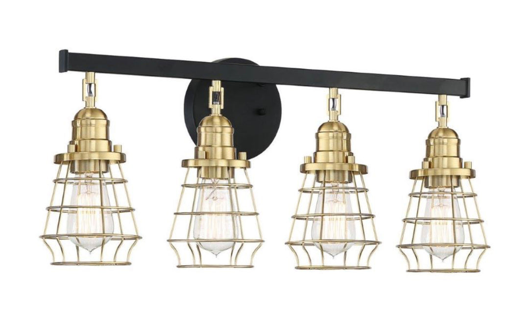 Thatcher Vanity Light in Flat Black/Satin Brass by Craftmade