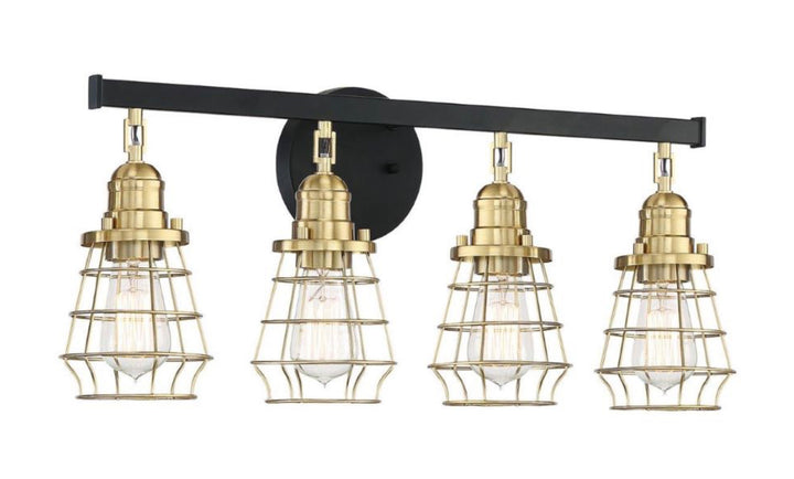 Thatcher Vanity Light in Flat Black/Satin Brass by Craftmade
