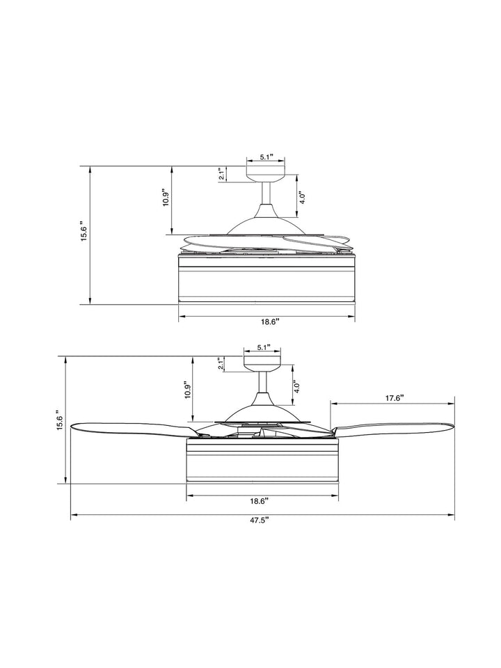 Fanaway Fraser 48" Retractable Blade Ceiling Fan with LED Light