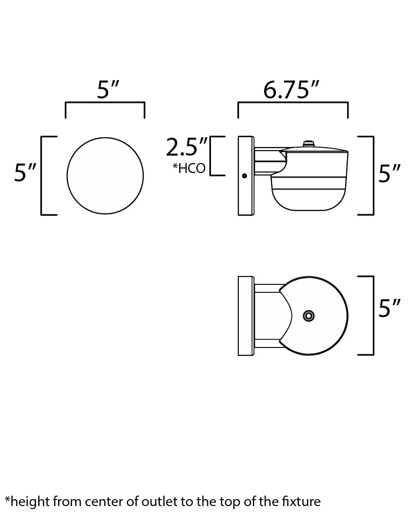 Michelle LED Outdoor Wall Sconce W/ MSP dimensions diagram