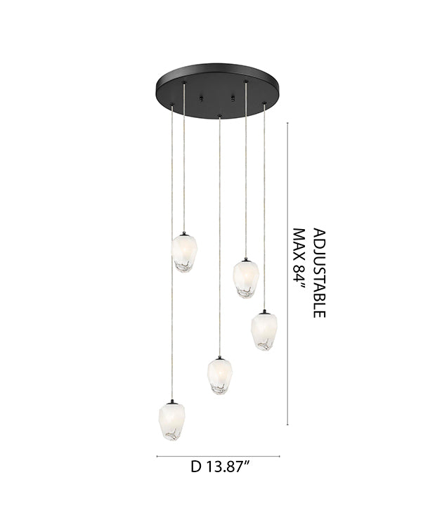 Round Frame Chandelier with Hanging Glass Pendants by Bethel - view 2
