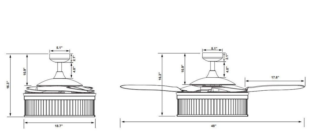 Fanaway Corbelle 48" Retractable Blade Ceiling Fan with Light