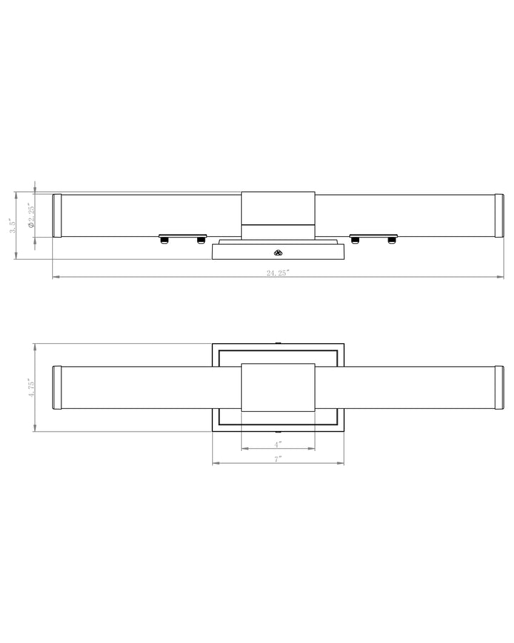 Optic LED Bath Vanity dimensions diagram
